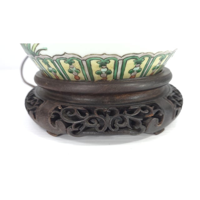 19th Century Chinese Famille Verte Porcelain Ginger Jar Lamp Converted to a Lamp With Hardstone Finial For Sale - Image 9 of 13