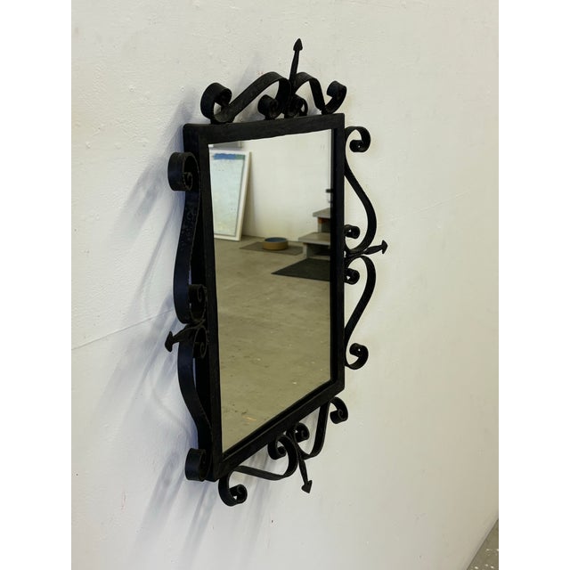 Mid-Century Modern 1960s Wrought Iron Wall Mirror For Sale - Image 3 of 7