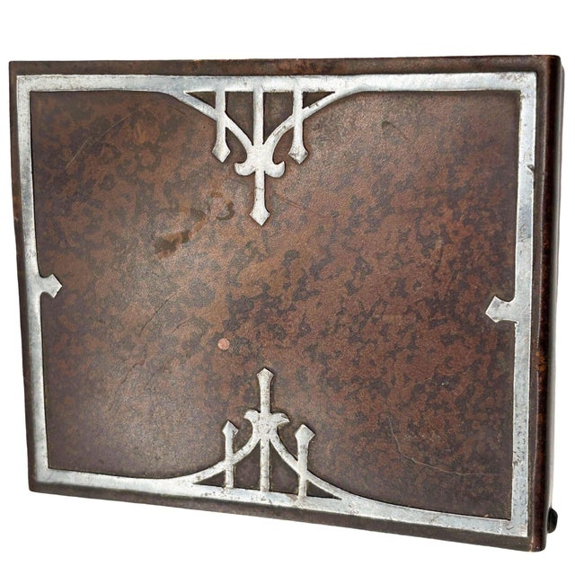 Early 20th Century Arts & Crafts Sterling Silver on Bronze Humidor Cigarette Box by Heintz For Sale - Image 4 of 10