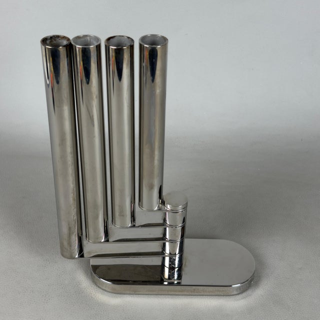 Modern Stainless Steel 4-Light Candelabra from Sambonet For Sale - Image 4 of 11