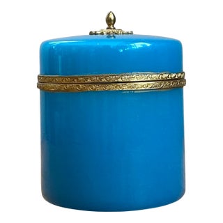 Vintage French Opaline Round Box For Sale