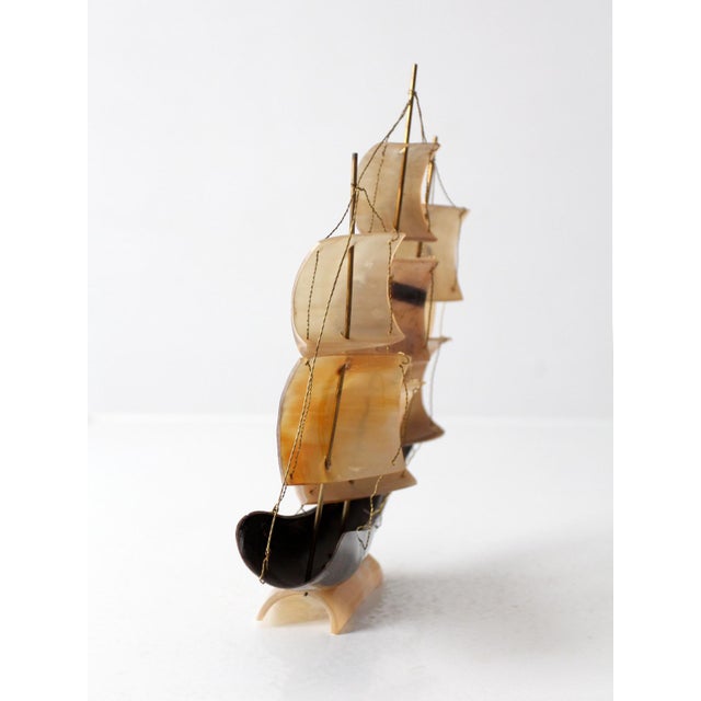 Mid-Century Italian Genuine Horn Ship Model For Sale - Image 4 of 13