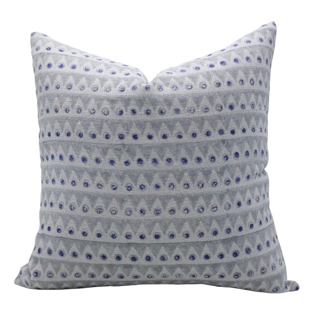 Fabdivine Artisan Block Print Throw Pillow Cover 16x16 Inch Thick Linen- Mountain Moon For Sale