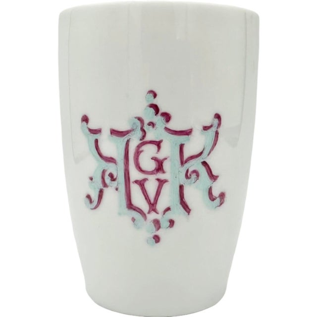 White Vintage George v Four Seasons Hotel Paris France Porcelain Cup For Sale - Image 8 of 10