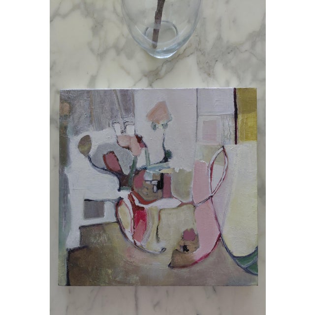 Mid-Century Modern Bowl and Flowers Is a Contemporary Abstract Expressionist Still Life Oil Painting by Lynn Christian 2026 For Sale - Image 3 of 4