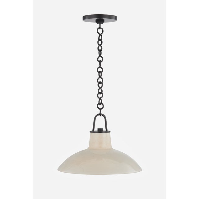 2020s Hudson Valley Lighting Pottersville 12.5 in. 1 Light Pendant in Distressed Bronze and Ceramic Ivory Crackle Finish For Sale - Image 5 of 6