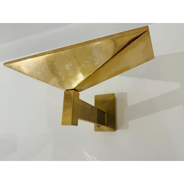 1980s Postmodern Pierre Disderot Verre Lumiere French Gold Wall Lamps - a Pair For Sale - Image 10 of 13