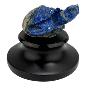 Hand Carved Lapis Lazuli "Hatching Turtle" Gemstone Sculpture