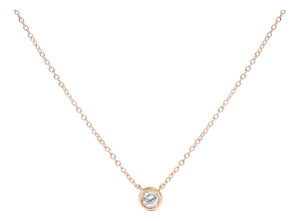 10K Rose Gold 1/2 Carat Round Brilliant-Cut Diamond Modern Bezel-Set Solitaire 16"-18" Pendant Necklace (H-I Color, SI2-I1 Clarity)