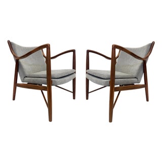 Danish Modern Model 45 Lounge Chair, Finn Juhl Manner, Pair For Sale