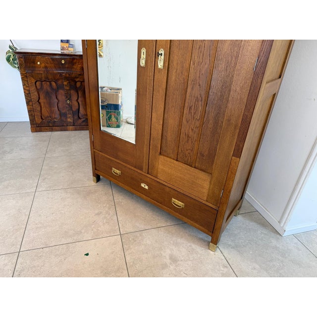 Brown Art Nouveau Wardrobe Cabinet, 1890s For Sale - Image 8 of 11
