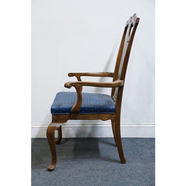 Late 20th Century Drexel Heritage Solid Walnut Early American Traditional Dining Arm Chair 186-810 For Sale - Image 5 of 11
