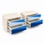 Pair of Postmodern Nightstands with Geometric Blue Fronts A striking pair of postmodern nightstands featuring rounded...