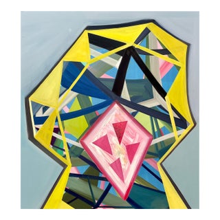 Contemporary Abstract Oil and Collage on Panel "Diamond Core" by Ashlynn Browning For Sale