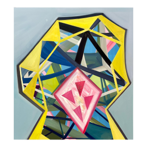 Contemporary Abstract Oil and Collage on Panel "Diamond Core" by Ashlynn Browning