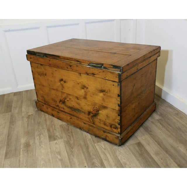 Wood Victorian Darkened Pine Carpenters Box For Sale - Image 7 of 9