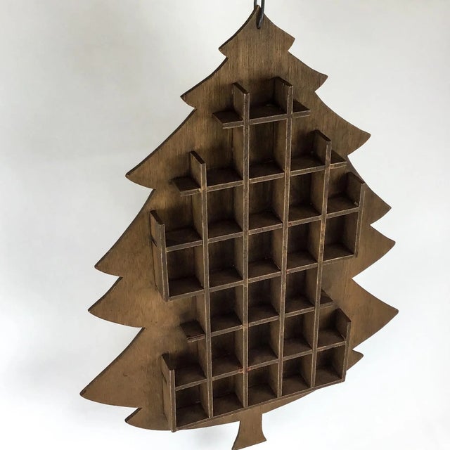Wood Hand Crafted Antique Wood Christmas Tree Wall Display for Miniatures For Sale - Image 7 of 11