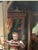 Framed Oil on Board "Grandmother Teaching Grandson How to Knit", Mid-20th Century For Sale - Image 4 of 7