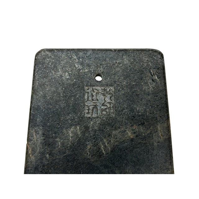 Oriental Stone Ritual Knife Shape Carving Display Plaque Art For Sale - Image 11 of 12