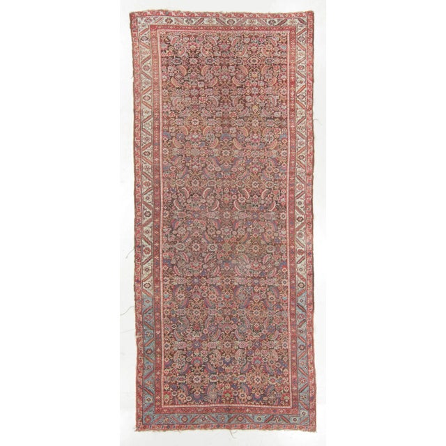 Antique Eggplant, Magenta & Sky Blue Water Garden Design Rug, 5.9 x 13.10 For Sale - Image 11 of 11