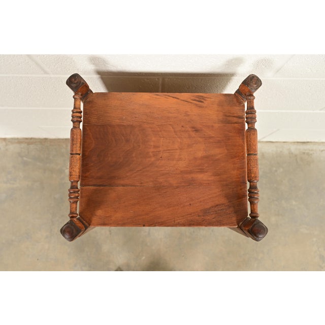 Stickley Brothers Style Antique Arts & Crafts Carved Walnut Smoker's Stand, Circa 1900 For Sale - Image 9 of 12