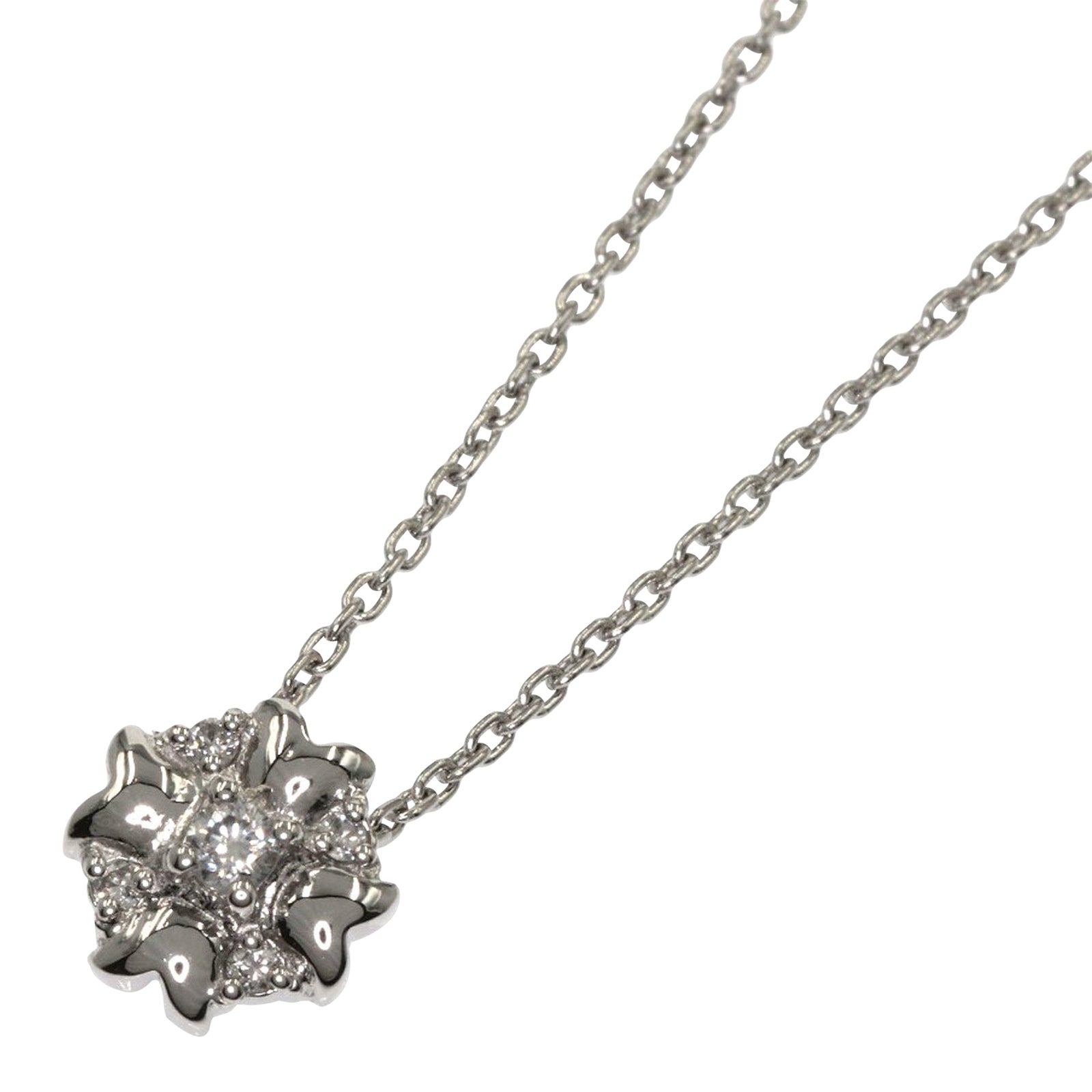 Christian Dior Flower Motif Diamond Necklace Platinum Pt850/Pt900