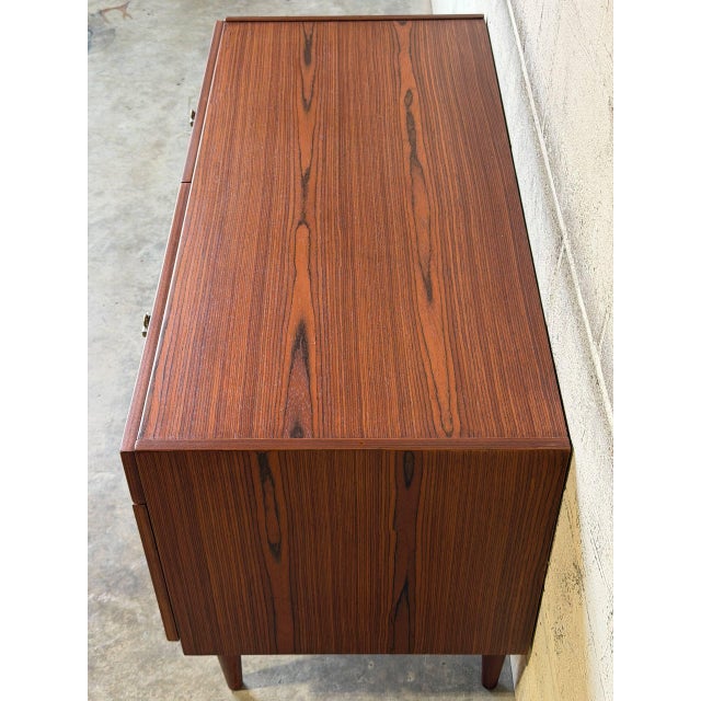 Brown Rosewood Sideboard Credenza With Dual Doors and Two Drawers Mid-Century Modern 1960s For Sale - Image 8 of 11