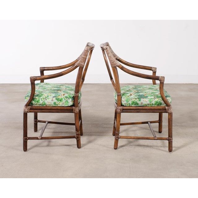 Wood Set of Six McGuire Rattan Leona Loop Back Dining Chairs For Sale - Image 7 of 18