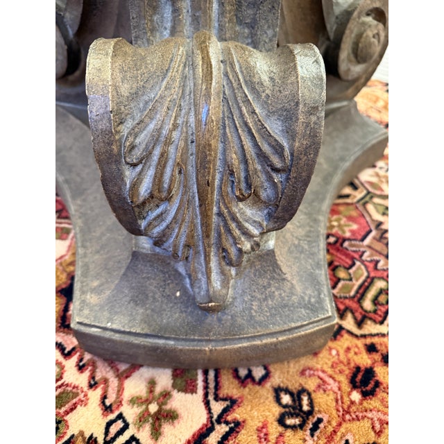 Custom Cast Plaster Pedestal + Round Glass Dining Table For Sale - Image 9 of 12