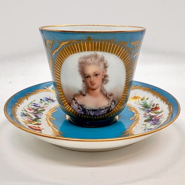 Antique sèvres-style porcelain cup and saucer, france, c.1775 an elegant late-18th-century french porcelain cup and...