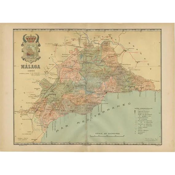 Map of Málaga, 1901 For Sale