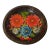 Mid 20th Century Vintage Floral Mexican Batea Wooden Tray Bowl For Sale