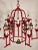 Red Faux Bamboo Pagoda Hollywood Regency Birdcage 9 Light Chandelier Brass Bells For Sale - Image 8 of 10