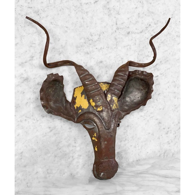 Industrial African Folk Art Kudu Wall Hanging Sculpture Mask, Zimbabwe, c. Late 20th Century - Pairs Nicely with Many...