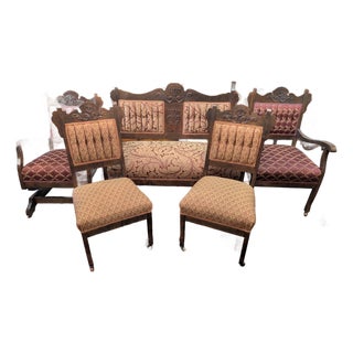 Late 19th Century Victorian 5 Piece Parlor Suite For Sale