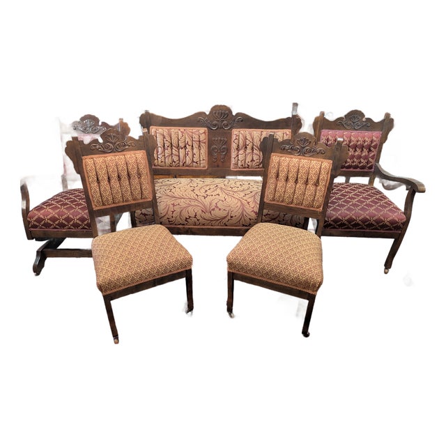 Late 19th Century Victorian 5 Piece Parlor Suite For Sale