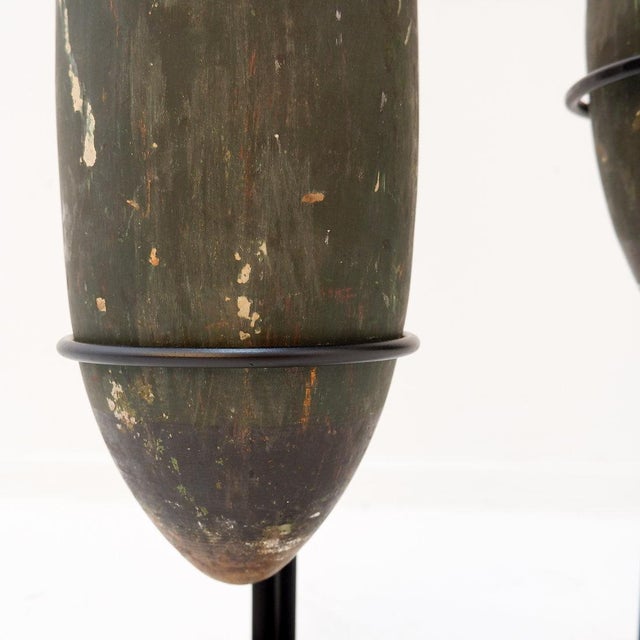 Vintage Tall Wooden Exercise Clubs on Base, Set of 2 For Sale - Image 12 of 15