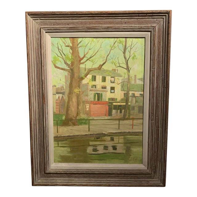 1952 J. Allison “Canal Street Martin - Paris” Oil on Canvas For Sale