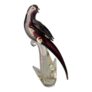 Murano Vintage Hand Blown Glass Purple Bird Sculpture