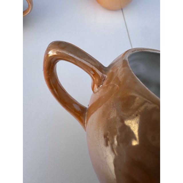 Vintage Anthropomorphic Man in the Moon Porcelain Mugs – Set of 4 Lusterware Figural Cups, Made in Japan (1920s–1930s) Pre-War Novelty Drinkware For Sale - Image 12 of 12