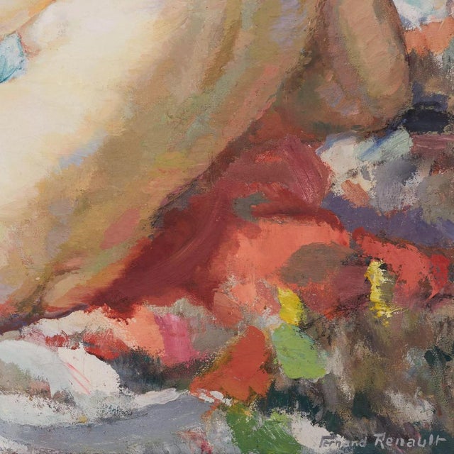 Fernand Albert Renault, Couple in Love Under the Canopy of Trees, Painting, Framed For Sale - Image 5 of 8