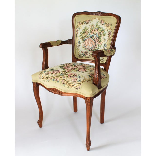 Late 20th Century French Louis XV Style Needlepoint Armchairs For Sale - Image 12 of 16