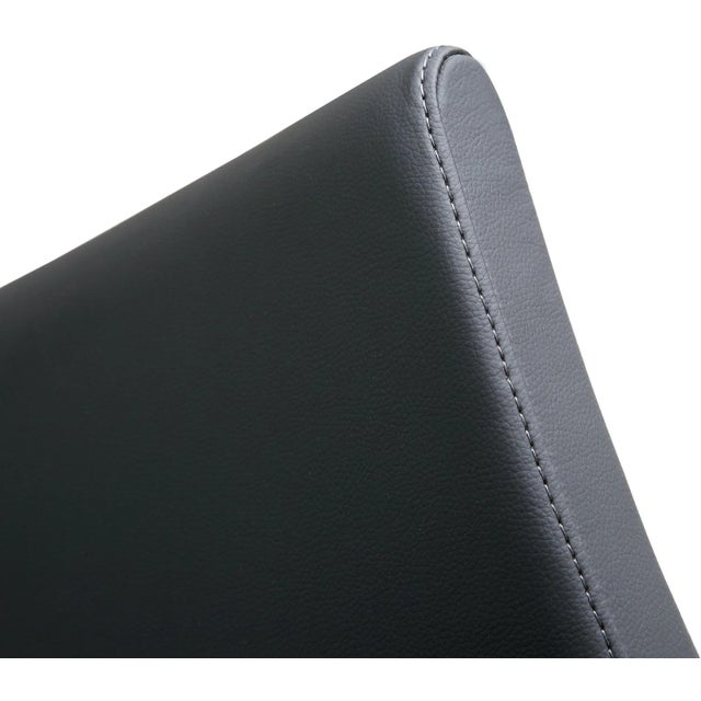 Denmark Black Vegan Leather & Steel Bar Stools - Set of 2 For Sale In Los Angeles - Image 6 of 12