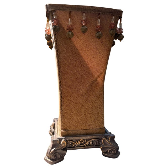 Hollywood Regency Vintage Amber Beaded Table Lamp With Ornate Scrolled Base, Hollywood Regency For Sale - Image 3 of 6