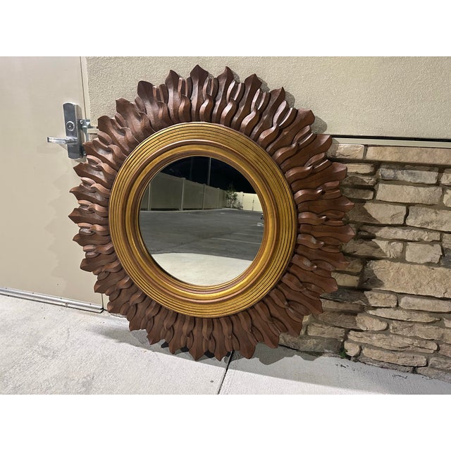 Vintage Extra Large Sunburst 52” Mirror For Sale In Miami - Image 6 of 11