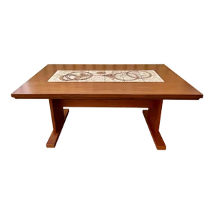 Mid Century Modern Danish Dining Table With Tile Inlay. Circa 1970s