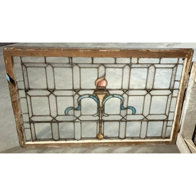 Antique Beaux Arts Style Stained Glass Window For Sale - Image 4 of 5
