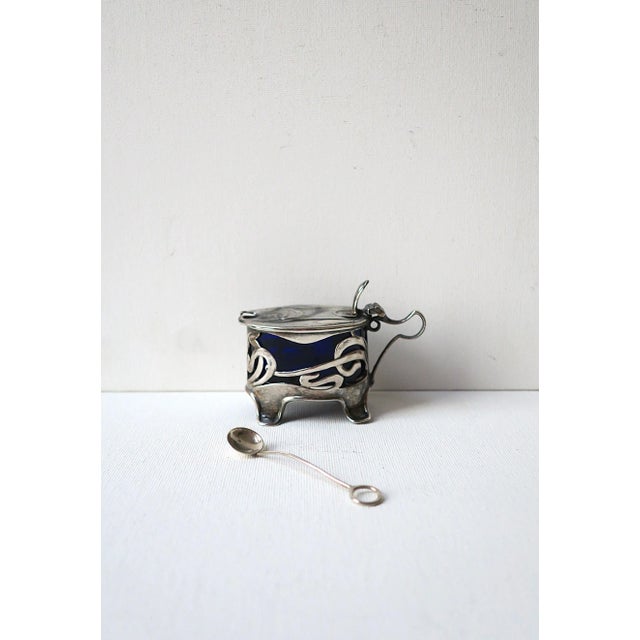 English Sterling Silver Art Nouveau Salt Cellar For Sale - Image 9 of 12