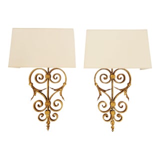 Visual Comfort Gilt Iron Wall Sconces - a Pair For Sale