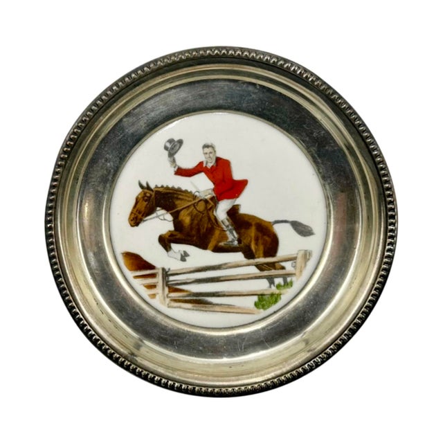 1940s Vintage Frankfort Distillers Christmas 1949 Equestrian Horse Coaster Dish For Sale - Image 5 of 13